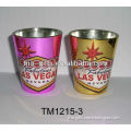 electroplate color shot glass with decal LAS VEGAS